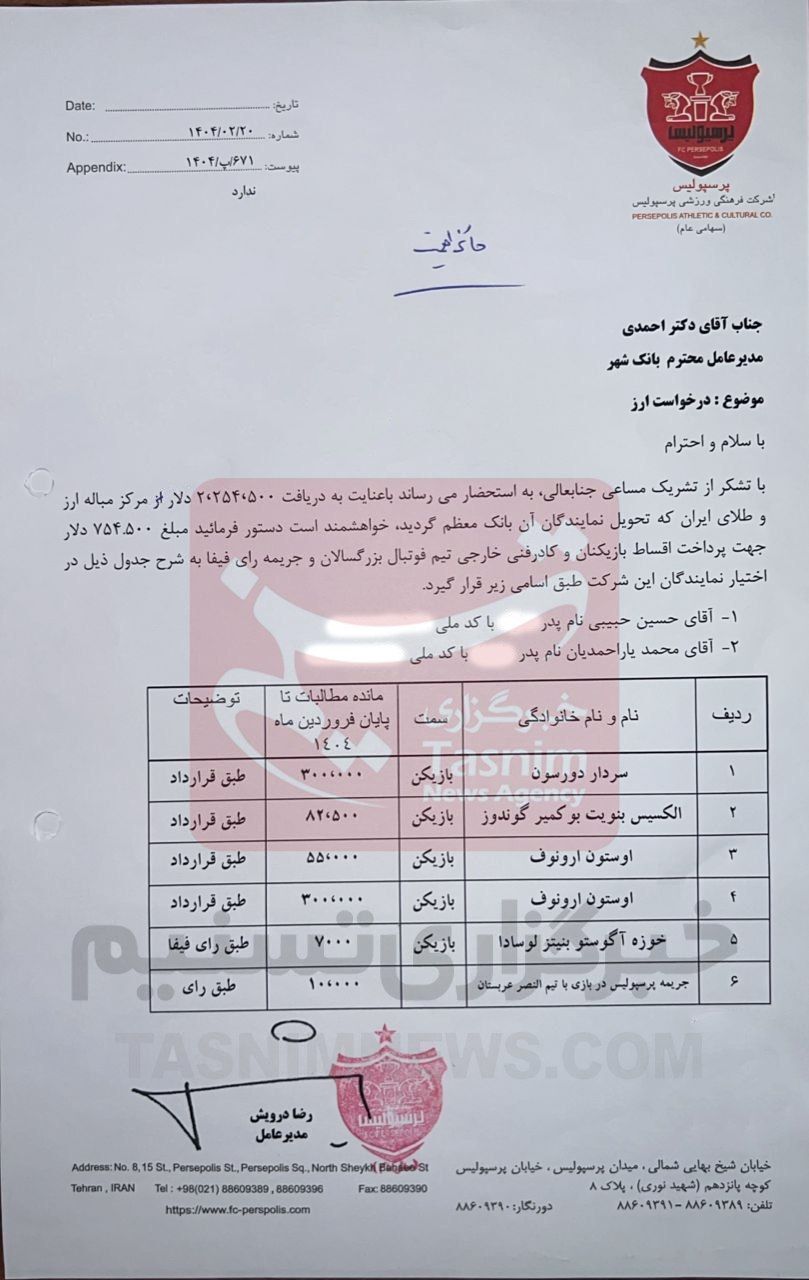 پرسپولیس با بازیکنان خارجی تسویه حساب کرد