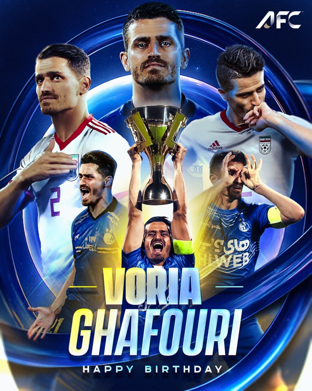 ادای احترام AFC به وریا غفوری | پوستر ویژه کنفدراسیون فوتبال آسیا برای تولد ۳۸ سالگی کاپیتان سابق استقلال