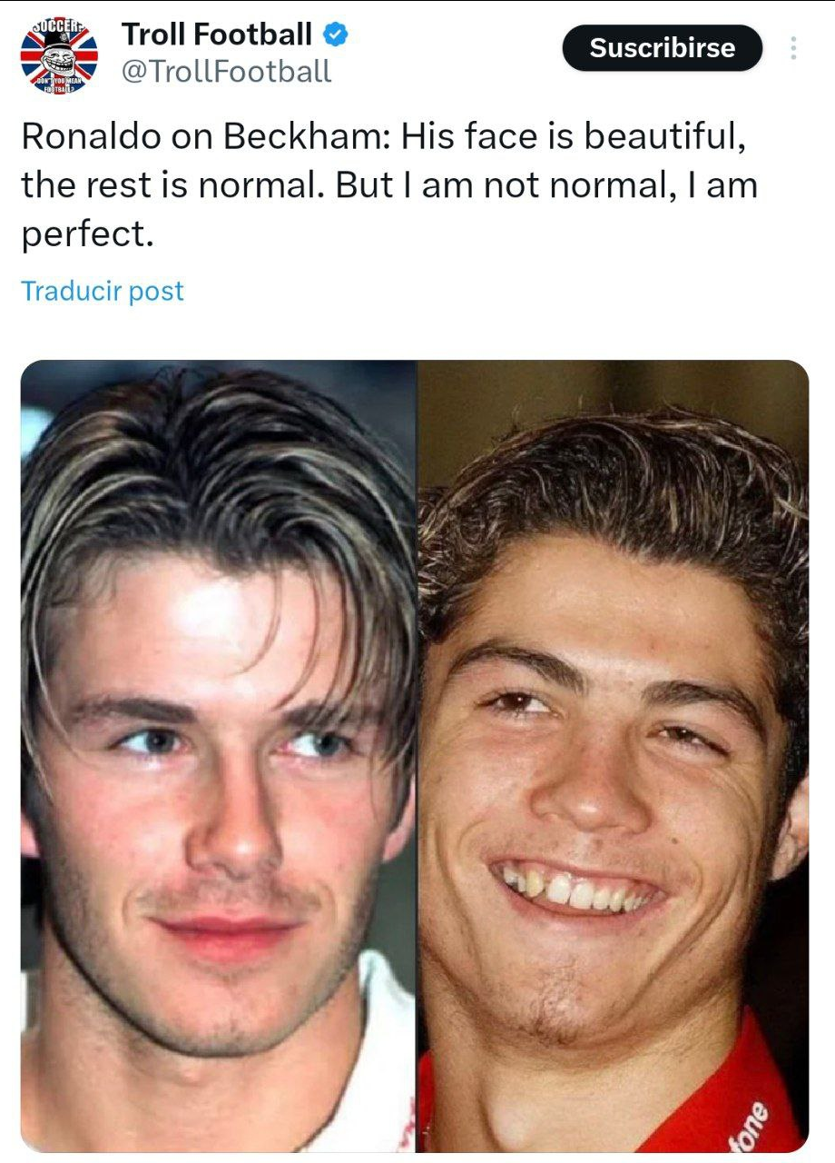 رونالدو دوبارعه غوغا کرد: قیافه بکام خوب است، اما من بی‌نقصم!