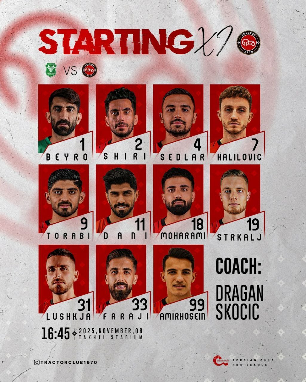 ترکیب تراکتور مقابل خیبر خرم‌آباد مشخص شد