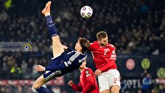 فیلم سوپرگل قیچی برگردان اسکات مک تومینای مقابل دانمارک؛ گل تماشایی اسکاتلند