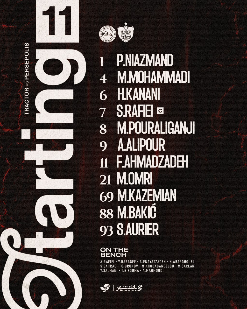ترکیب پرسپولیس برای دیدار با تراکتور ترکیب پرسپولیس برای دیدار با تراکتور