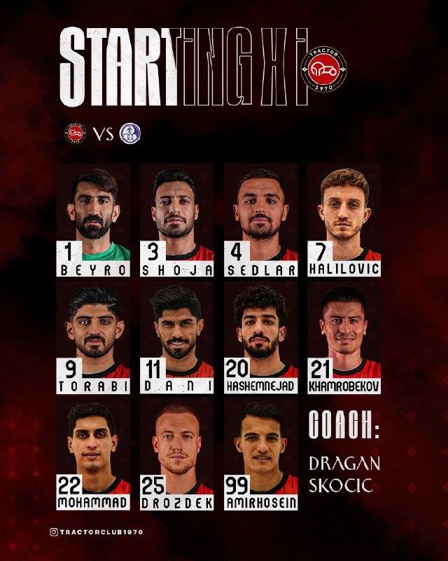 ترکیب رسمی تراکتور مقابل استقلال خوزستان