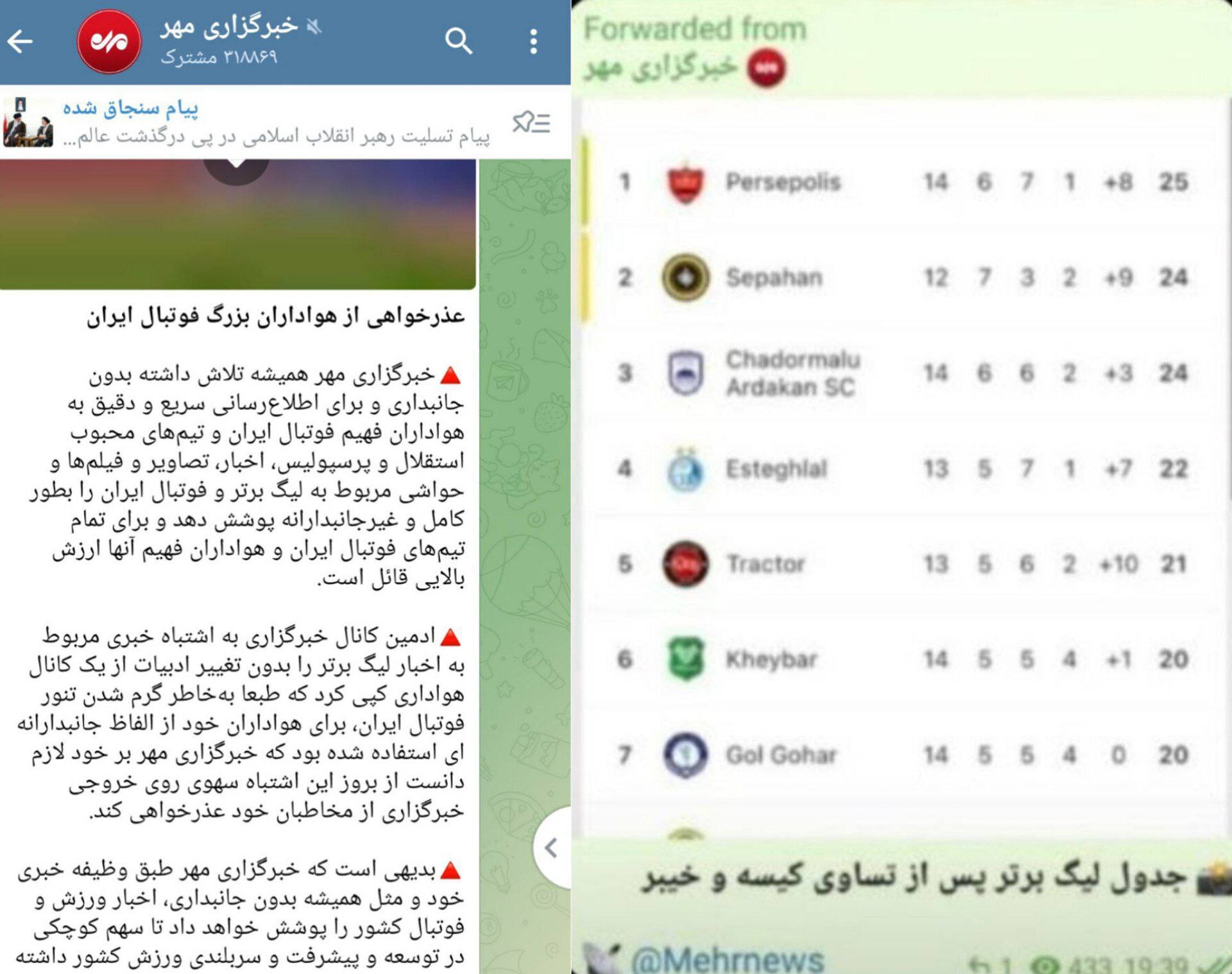 عذرخواهی فوری خبرگزاری مهر پس از توهین عجیب به استقلال عذرخواهی فوری خبرگزاری مهر پس از توهین عجیب به استقلال