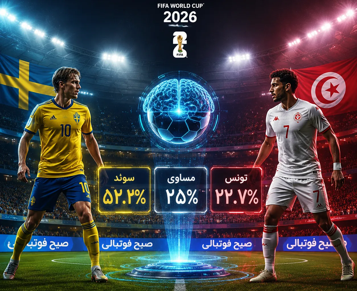 پوستر اختصاصی صبح فوتبالی برای پیش بینی بازی سوئد و تونس