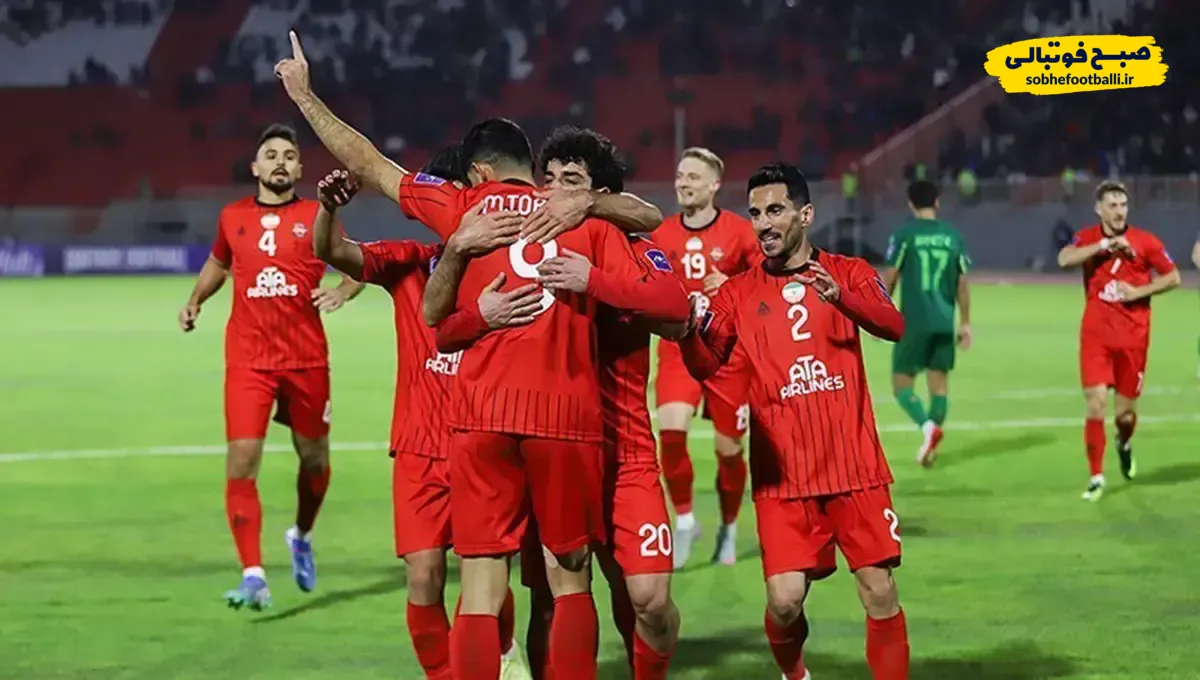 شادی پس از گل بازیکنان تراکتور ایران در لیگ نخبگان آسیا