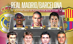 تیم منتخب بازیکنان مشترک رئال مادرید و بارسلونا؛ با حضور لوئیس فیگو، رونالدو نازاریو و انریکه