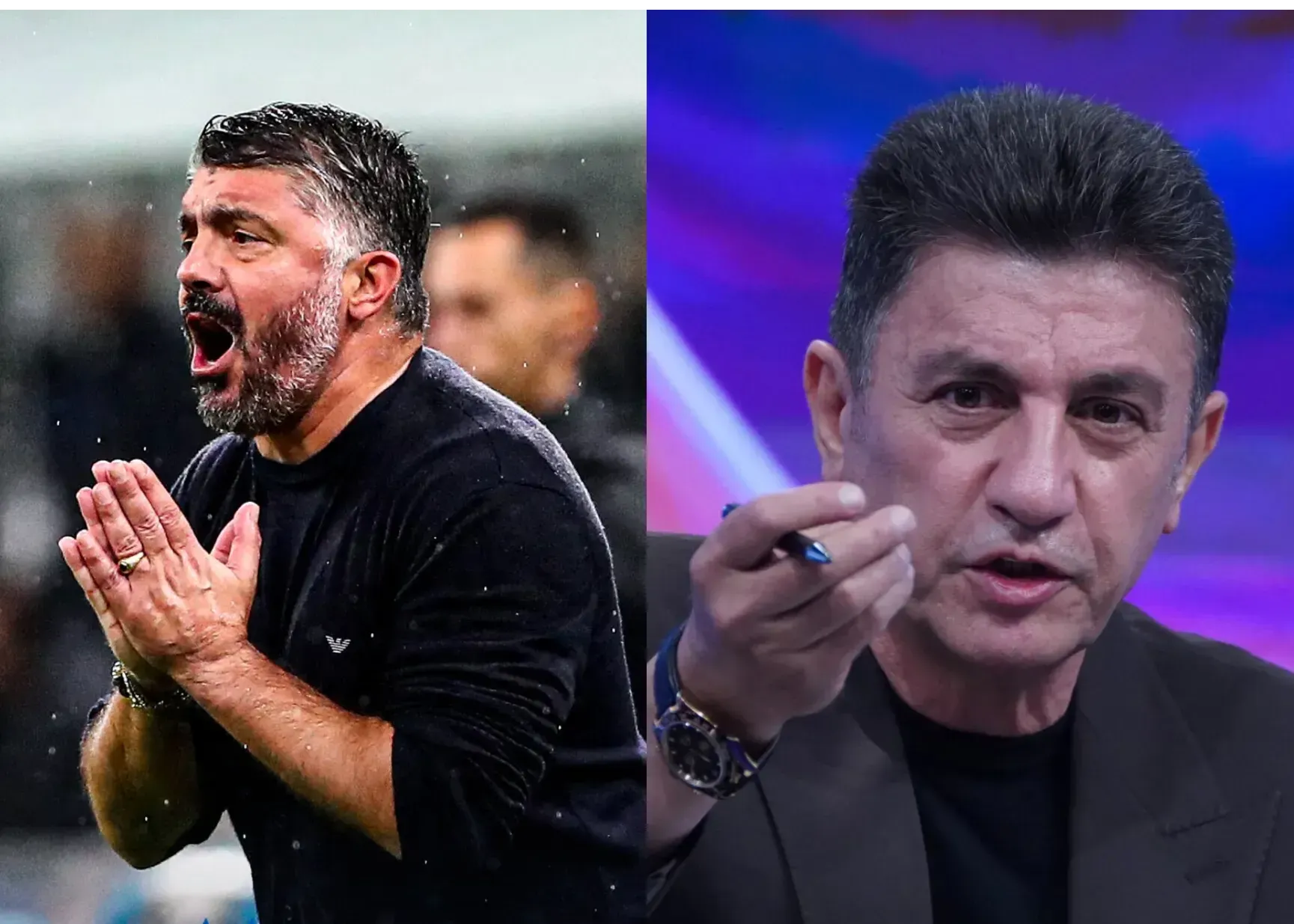 امیر قلعه&zwnj;نویی، سرمربی تیم ملی ایران، در کنار جنارو گتوزو، سرمربی تیم ملی ایتالیا