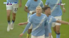 شادی ارلینگ هالند پس از باز کردن دروازه آرسنال در دقیقه ۶۵ بازی لیگ برتر انگلیس ۲۰۲۶ در ورزشگاه اتحاد