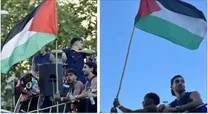 (عکس) حمل پرچم فلسطین توسط یامال در رژه قهرمانی بارسلونا