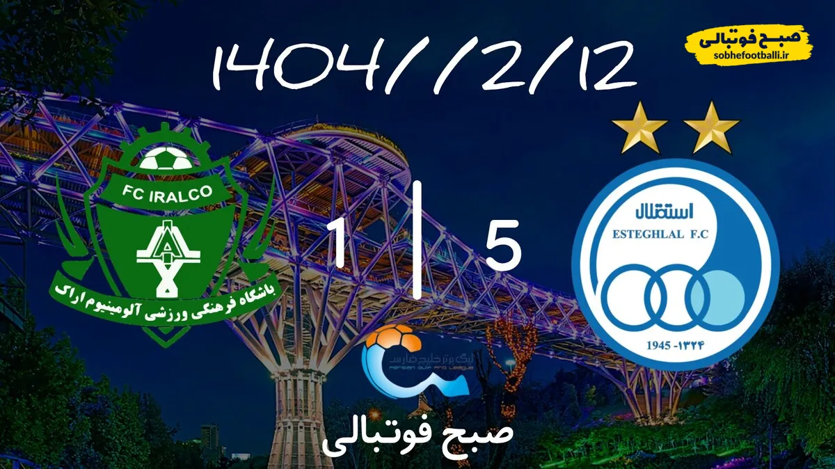 خلاصه بازی استقلال ۵ - آلومینیوم ۱