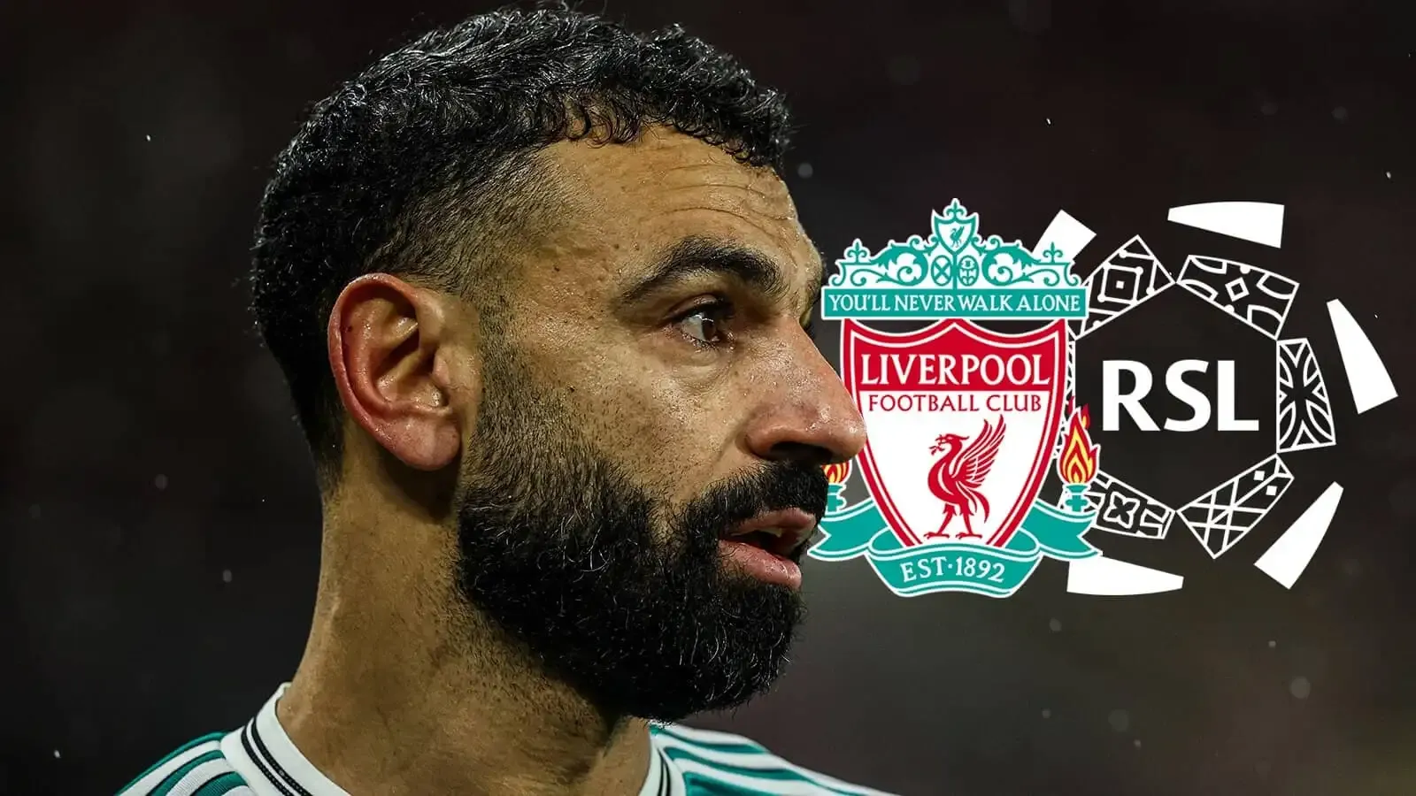 محمد صلاح و نشان لیورپول و لوگوی لیگ برتر عربستان

