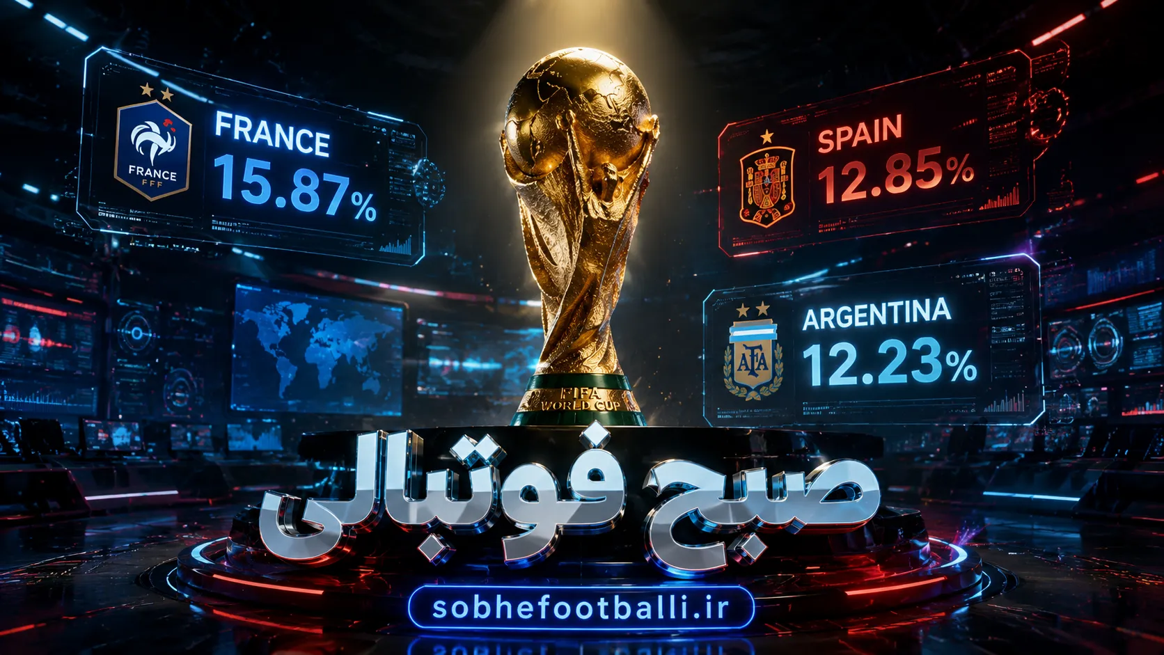 پوستر اختصاصی صبح فوتبال از پیش بینی خود برای قهرمان جام جهانی ۲۰۲۶