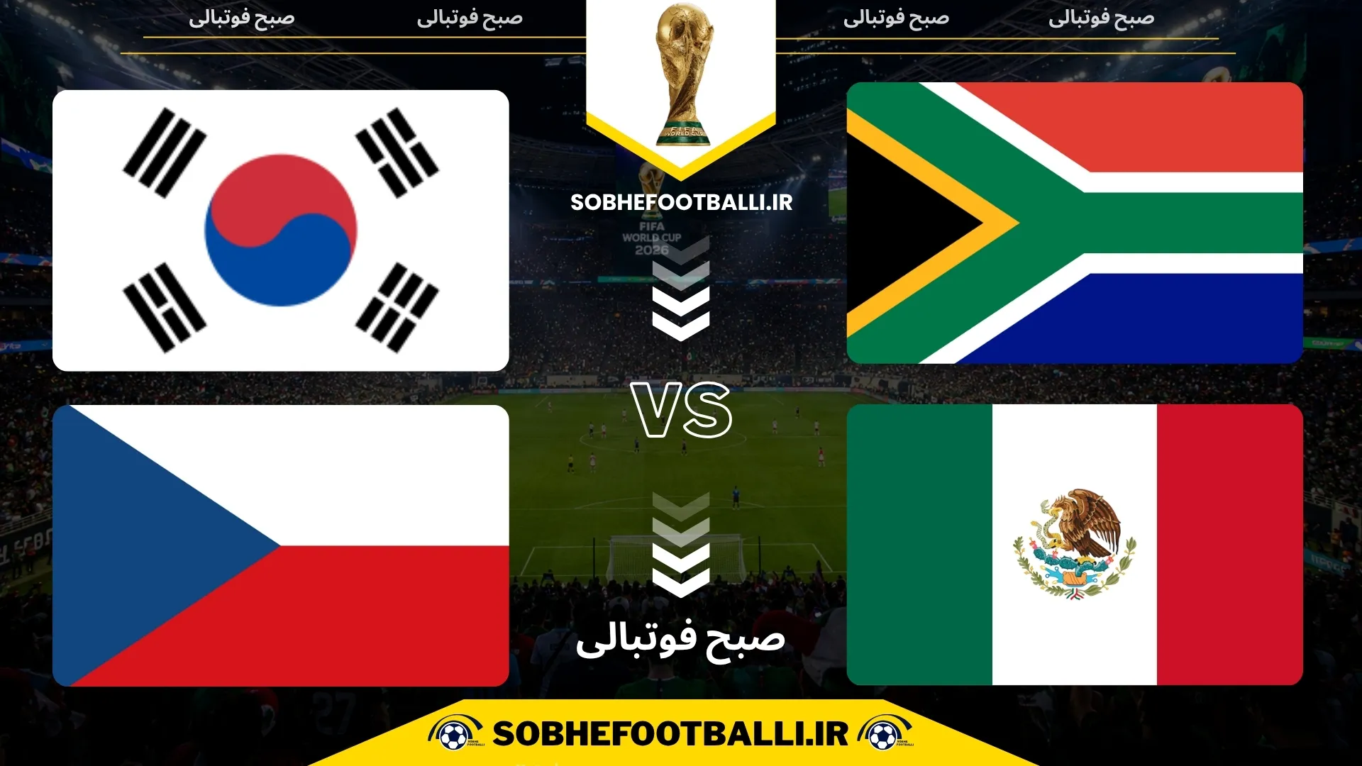 چهار تیم مکزیک، کره جنوبی، جمهوری چک و آفریقای جنوبی در گروه A جام جهانی ۲۰۲۶