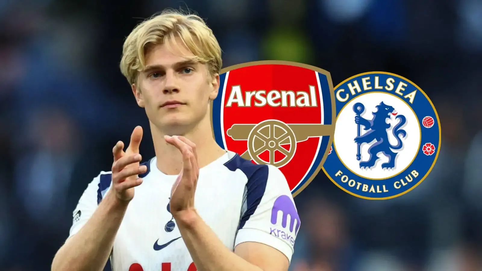 لوکاس برگوال، ستاره تاتنهام، با لوگوهای آرسنال و چلسی