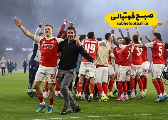 رقص آرتتا پس از صعود آرسنال به فینال