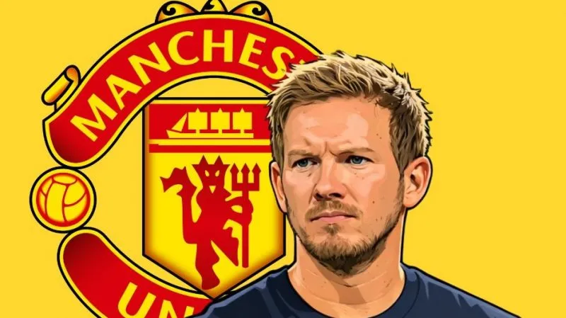 یولیان ناگلزمان در کنار لوگوی منچستریونایتد