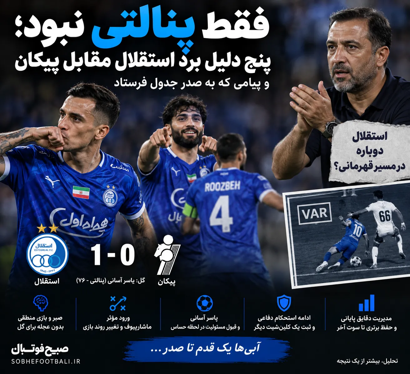 فقط پنالتی نبود؛ پنج دلیل برد استقلال مقابل پیکان و پیامی که به صدر جدول فرستاد