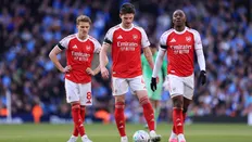 چهره ناراحت مارتین اودگارد، دکلان رایس و ابرچی ازه بازیکنان آرسنال