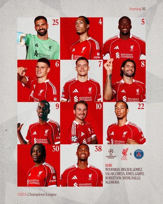 ترکیب رسمی لیورپول و پاری سن ژرمن مشخص شد ترکیب رسمی لیورپول و پاری سن ژرمن مشخص شد