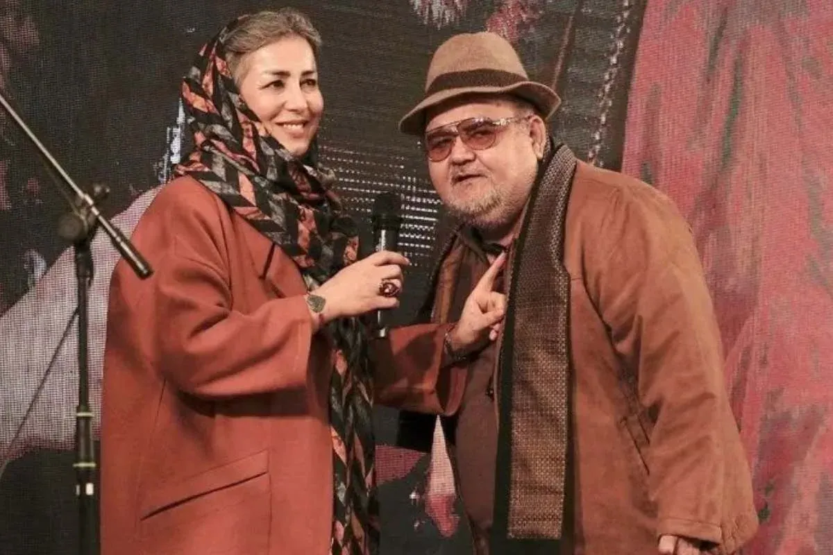 اکبر عبدی و همسرش 