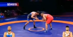 مدال طلا زارع پس از شکست حریفی از بحرین +فیلم کامل کشتی