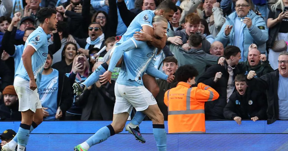 شادی گل هالند در نبرد قهرمانی ۲۰۲۶ (منچسترسیتی و آرسنال)