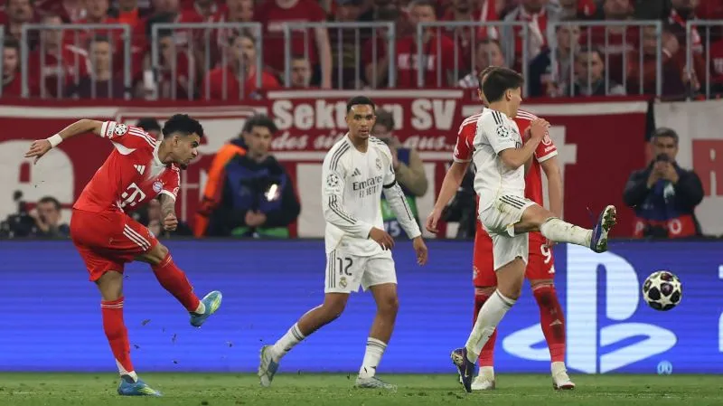 لحظه شوت و گلزنی لوییس دیاز به رئال مادرید در مرحله یک&zwnj;چهارم نهایی لیگ قهرمانان اروپا ۲۰۲۶ 